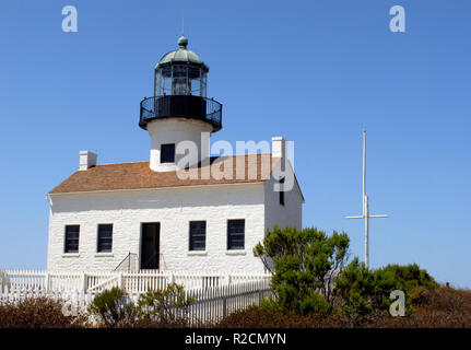 Il vecchio punto Loma faro a San Diego, California, parte del Cabrillo National Monument. Oggi un museo, il faro è stato illuminato da 1855 - 1891. Foto Stock