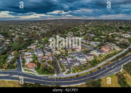 Vista aerea di Frankston South e Nepean Highway Foto Stock