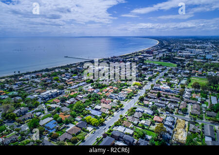 Vista aerea di Frankston sobborgo di Melbourne, Australia Foto Stock