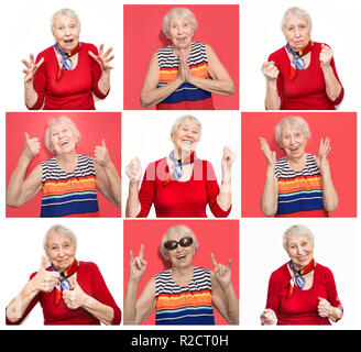 Il collage di diverse emozioni di donna senior Foto Stock