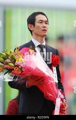 Kyoto, Giappone. Xviii Nov, 2018. Tetsuya Kimura Horse Racing : Trainer Tetsuya Kimura dopo Stelvio ha vinto il campionato di miglio a Kyoto Racecourse a Kyoto, in Giappone . Credito: Eiichi Yamane/AFLO/Alamy Live News Foto Stock