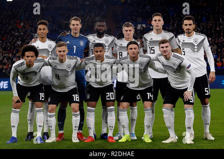 Gelsenkirchen (Germania). Il 19 Novembre, 2018. GELSENKIRCHEN, Veltins Arena , 19-11-2018, calcio, stagione 2018 / 2019, Germania foto del team prima della Nazioni League Germania - Paesi Bassi. Credito: Pro scatti/Alamy Live News Foto Stock