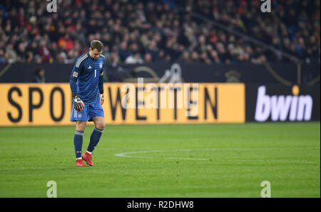 Gelsenkirchen (Germania). Xix Nov, 2018. Il portiere Manuel Neuer (Germania). GES/calcio/Nazioni League: Germania - Paesi Bassi, 19.11.2018 Calcetto: Nazioni League: vs Germania Paesi Bassi, Gelsenkirchen, Novembre 19, 2018 | Utilizzo di credito in tutto il mondo: dpa/Alamy Live News Foto Stock