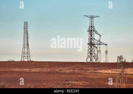 Le linee elettriche crollato Foto Stock