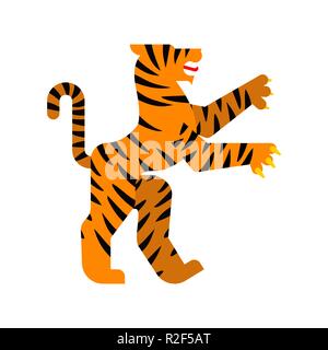 Tiger animale araldico. Fantastico bestia. Monster per stemma. Araldica elemento di design. Illustrazione Vettoriale