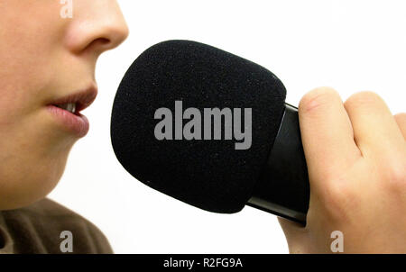 Micro sulla bocca Foto Stock