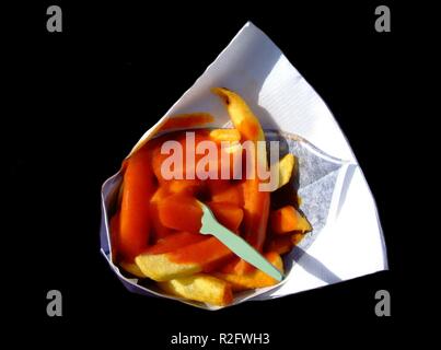 Patate fritte con ketchup Foto Stock