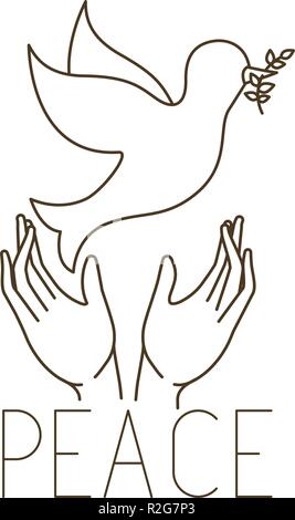 Colomba della Pace a mani aperte avatar carattere Illustrazione Vettoriale