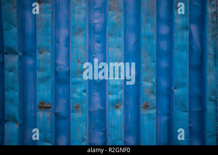 Blue nave cargo contenitore texture vicino senza etichette come una risorsa di grafica Foto Stock