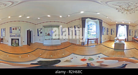 Visualizzazione panoramica a 360 gradi di Sala interna di Cardigan Castello (Castell Aberteifi) .Cardigan, Ceredigion, Galles.