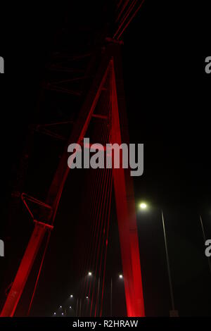 Firma ottenendo ponte costruito sul fiume Yamuna Wazirabad vicino a Nuova Delhi, India Foto Stock