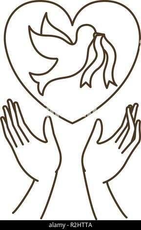 Colomba della Pace a mani aperte avatar carattere Illustrazione Vettoriale