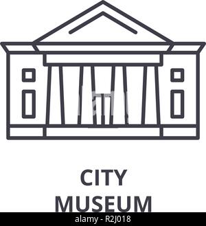 Il museo della città di Icona di linea concept. Il museo della città lineare del vettore illustrazione, simbolo segno Illustrazione Vettoriale