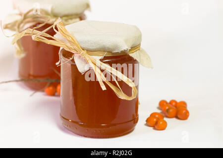 Bacche di olivello spinoso jam Foto Stock