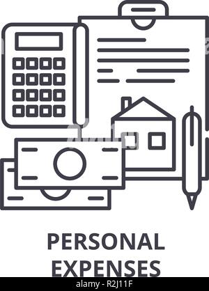 Spese personali icona linea concept. Spese personali vettore illustrazione lineare, simbolo segno Illustrazione Vettoriale