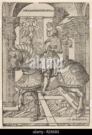 L'imperatore Massimiliano I a cavallo. Artista: Hans Burgkmair (tedesco, Augsburg 1473-1531 Augusta). Dimensioni: foglio: 12 11/16 × 8 15/16 in. (32,3 × 22,7 cm). Data: 1518. Museo: Metropolitan Museum of Art di New York, Stati Uniti d'America. Autore: Hans Burgkmair. Burgkmair Hans il vecchio. Foto Stock