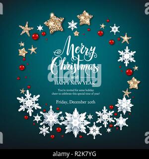 I fiocchi di neve e stelle corona Illustrazione Vettoriale