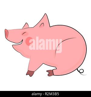 Maiale sorridente su sfondo bianco Illustrazione Vettoriale