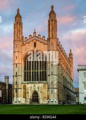 Kings College Chapel Cambridge (cominciata 1446 da Enrico VI), parte dell'Università di Cambridge Foto Stock