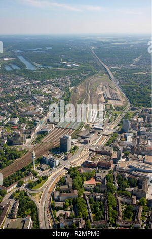 Il luogo della Loveparade 2010, stazione di nolo Duisburg Mitte, Duisburg, la zona della Ruhr, Renania settentrionale-Vestfalia, Germania, Europa Foto Stock