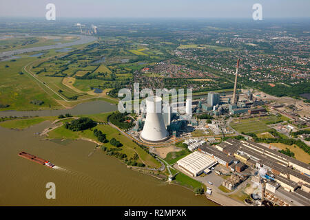 Centrali a carbone vegetale azienda Evonik STEAG Duisburg Walsum, Norske Skog factory Duisburg, Duisburg, la zona della Ruhr, Renania settentrionale-Vestfalia, Germania, Europa Foto Stock