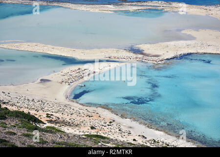 La laguna di Balos e spiaggia vista dall'alto sulla isola di Creta in Grecia Foto Stock