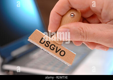 DSGVO stampato sul francobollo di legno Foto Stock