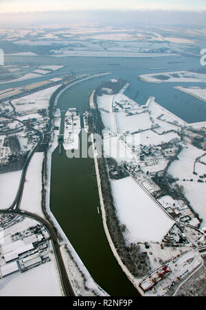 Vista aerea, Wesel-Datteln-Canal, Voerde, Renania settentrionale-Vestfalia, Germania, Europa Foto Stock