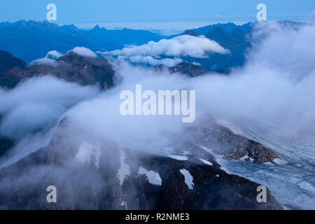 Atmosfera mattutina sulla montagna Schesaplana, Rätikon Mountain Range, Vorarlberg, Austria Foto Stock