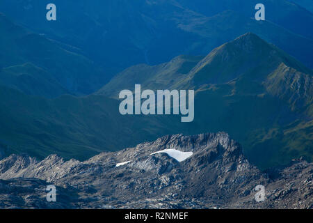 Atmosfera mattutina sulla montagna Schesaplana, Rätikon Mountain Range, Vorarlberg, Austria Foto Stock