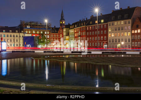 Notte a Copenaghen, Danimarca Foto Stock