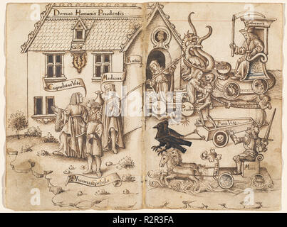 'Non tornare indietro quando si arriva alla fine' [fol. 26 tergo / 27 recto]. Data: 1512/1514. Dimensioni: complessivo: 16,4 x 21,7 cm (6 7/16 x 8 9/16 in.). Medium: Penna e inchiostro bruno con acquarello su due unita di fogli di carta vergata. Museo: National Gallery of Art di Washington DC. Autore: francese agli inizi del XVI secolo. Foto Stock