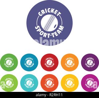 Cricket sport set di icone a colori del vettore Illustrazione Vettoriale