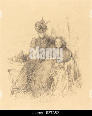 Madre e figlia. Data: 1897. Dimensioni: IMMAGINE: 18,7 × 15,8 cm (7 3/8 x 6 1/4 in.) foglio: 32,1 × 25 cm (12 5/8 × 9 13/16 in.). Medium: litografia in nero su carta intessuta. Museo: National Gallery of Art di Washington DC. Autore: Whistler, JAMES ABBOTT MCNEILL. Foto Stock