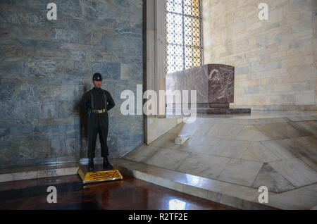 ANKARA, Turchia - Luglio 03, 2016: Anitkabir, Mausoleo di Mustafa Kemal Ataturk, il fondatore della Repubblica di Turchia Foto Stock