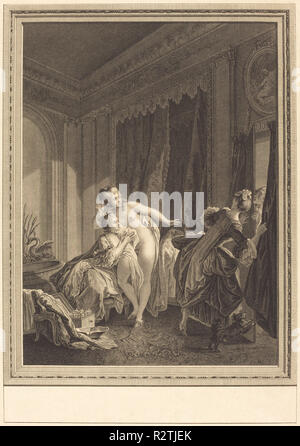 Le Soir. Medium: attacco e incisione. Museo: National Gallery of Art di Washington DC. Autore: Emmanuel Jean Nepomucène de Ghendt dopo Pierre-Antoine Baudouin. Foto Stock