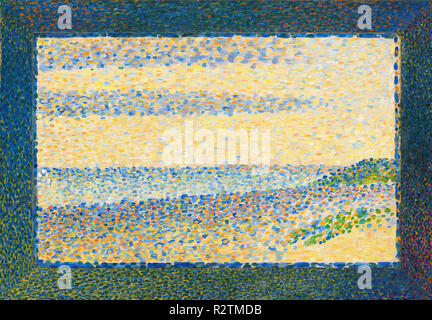 Seascape (Gravelines). Data: 1890. Dimensioni: complessiva (pannello interno): 16 x 25 cm (6 5/16 x 9 13/16 in.) in generale (compresi telaio verniciato): 21,5 × 30,5 cm (8 7/16 x 12 in.) di profondità (spessore del pannello cullato): 1 cm (3/8 in.) incorniciato: 34.29 43.18 × × 5,87 cm (13 1/2 × 17 × 2 5/16 in.). Medium: Olio su legno. Museo: National Gallery of Art di Washington DC. Autore: Georges Seurat. Foto Stock