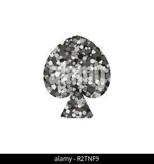 Icona vestito da carte da gioco. Sequin Silver. Picchi di picche . Illustrazione vettoriale. Illustrazione Vettoriale