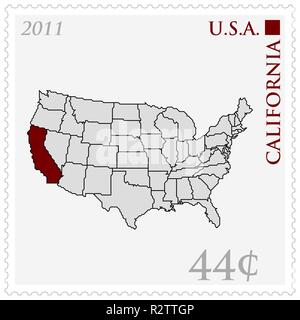 Usa mappa,california contrassegnati Foto Stock