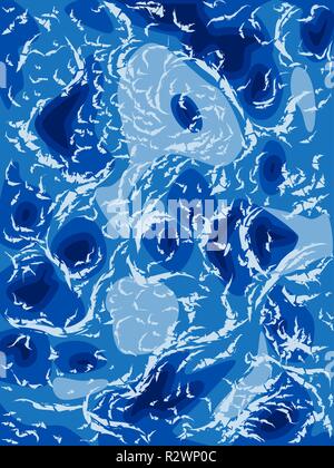 Deep Blue Sea Waves, illustrazione vettoriale Illustrazione Vettoriale