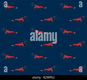 Vettore di Seamless pattern con gamberetti Illustrazione Vettoriale