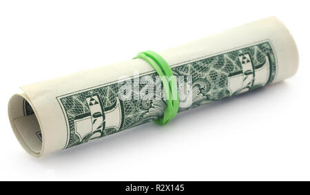 Laminati US Dollar su sfondo bianco Foto Stock