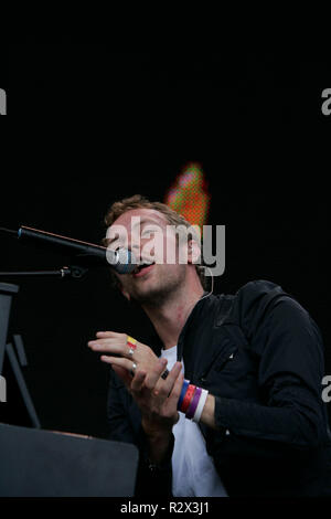 CHRIS MARTIN LIVE 8 HYDE PARK Londra Inghilterra 02 Luglio 2005 Foto Stock