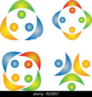 Il lavoro di squadra, logo, istruzione, persone, celebrazione, partner Symbol, icona del gruppo Illustrazione Vettoriale