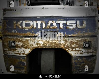 Retro di un 1993 Komatsu sollevamento forche Foto Stock