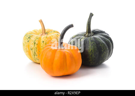 Ringraziamento decorativo e zucche di Halloween isolate su sfondo bianco Foto Stock