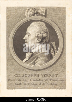 Claude Joseph Vernet. Data: 1781. Dimensioni: piastra: 20,4 x 14,8 cm (8 1/16 x 5 13/16 in.) foglio: 23,2 x 18,6 cm (9 1/8 x 7 5/16 in.). Medio: l'attacco su cui la carta. Museo: National Gallery of Art di Washington DC. Autore: Benedetto Alphonse Nicolet dopo Charles-Nicolas Cochin II. Foto Stock