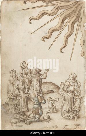 "Girare il tuo corpo come lei adorazione' [fol. 37 tergo]. Data: c. 1512/1515. Dimensioni: complessivo: 16,4 x 10,7 cm (6 7/16 x 4 3/16 in.). Medium: Penna e inchiostro bruno con acquarello su carta vergata. Museo: National Gallery of Art di Washington DC. Autore: francese agli inizi del XVI secolo. Foto Stock