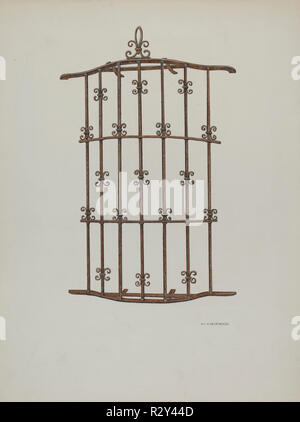 Griglia di ferro in corrispondenza della finestra. Data: 1941. Dimensioni: complessivo: 35,3 x 26,7 cm (13 7/8 x 10 1/2 in.) originale IAD oggetto: 4'x5'. Medium: acquerello, matita colorata, e grafite su carta. Museo: National Gallery of Art di Washington DC. Author: William Kieckhofel. Foto Stock