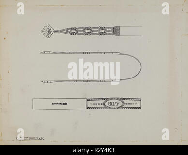 Silver pinze da zucchero. Data: c. 1939. Dimensioni: complessivo: 22,8 x 29,4 cm (9 x 11 9/16 in.) originale IAD oggetto: 5 1/2' lungo. Medium: Penna e inchiostro su carta. Museo: National Gallery of Art di Washington DC. Autore: Kalamian Walton. Foto Stock